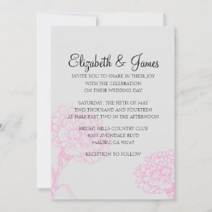 Invitations personnalisées de mariage rose et noir