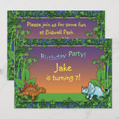Invitations personnalisées Dinosaur fête d'anniver (Devant / Derrière)