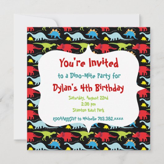 Invitations personnalisées Dinosaures Anniversaire (Devant)