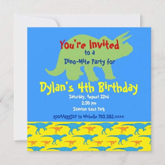 Invitations personnalisées Dinosaures Anniversaire (Devant)
