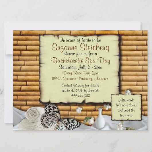 Invitations personnalisées du Spa du jour de la ba (Devant)