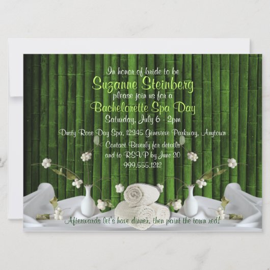 Invitations personnalisées du Spa du jour de la ba (Devant)