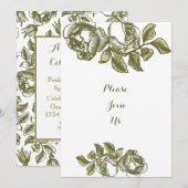 Invitations personnalisées Elegant Roses Blanc et (Devant / Derrière)