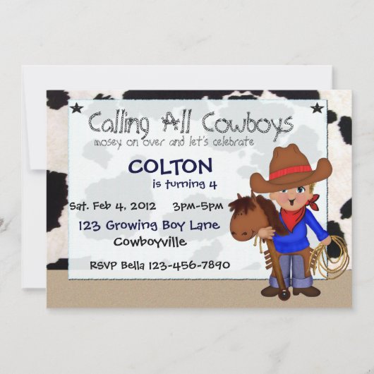 Invitations personnalisées Little Cowboys (Devant)