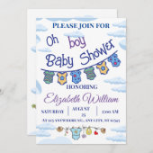 invitations personnalisées oh garçon douche bébé (Devant / Derrière)