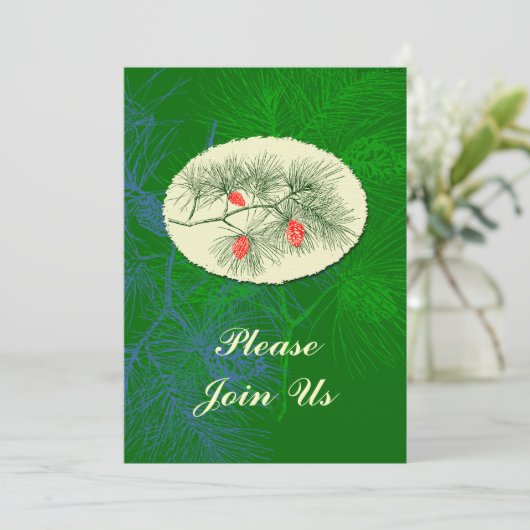 Invitations personnalisées Pinecone Art Vintage (Debout devant)