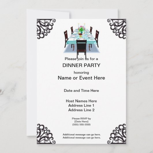 Invitations personnalisées pour le dîner (Devant)