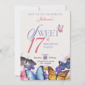 Invitations personnalisées rose et lavande 17e ann (Devant)