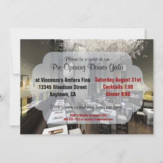 Invitations personnalisés avant/avant l'ouverture (Devant)