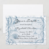 Invitations personnalisés Blue French Toile Versio (Devant / Derrière)