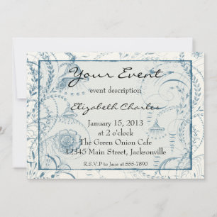 Invitations personnalisés Blue French Toile Versio