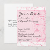 Invitations personnalisés de Toile rose (Devant / Derrière)