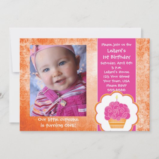 Invitations photo Cupcake (Devant)