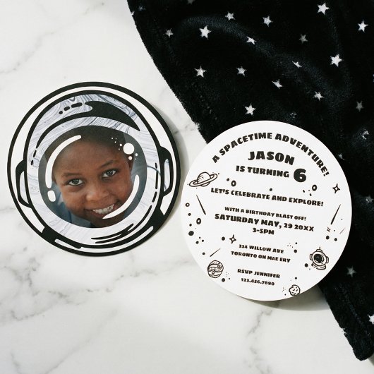 Invitations photo d'anniversaire de l'astronaute s