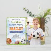 Invitations photo d'anniversaire du sport (Debout devant)