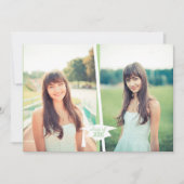 Invitations photo de diplômes modernes Green & Whi (Devant)