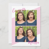 Invitations photo de graduation rose moderne (Devant)