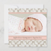 Invitations photo de la Croix du Coeur rose (Dos)