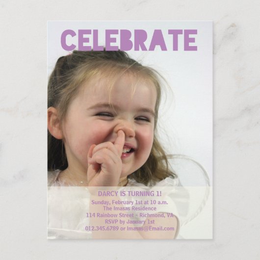 Invitations photo de la fête d'anniversaire (Devant)