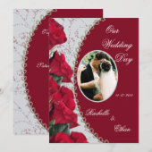 Invitations photo de l'élégant Mariage Red Rose (Devant / Derrière)