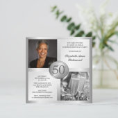 Invitations photo de l'élégant Silver 50th Birthda (Debout devant)