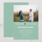 Invitations photo de l'Mariage Rouge Vert Coeur Cu (Devant / Derrière)