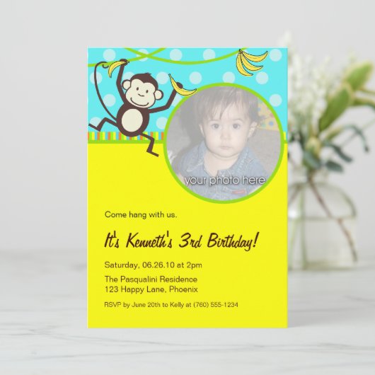 Invitations photo de singe (Debout devant)