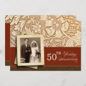 invitations photo design or 50e anniversaire (Devant / Derrière)