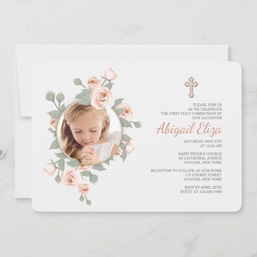 Invitations photo du croissant rose (Devant)