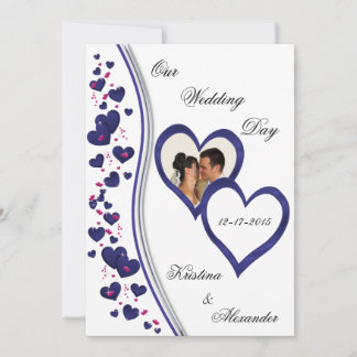 Invitations photo du Mariage Navy & Bright Pink He