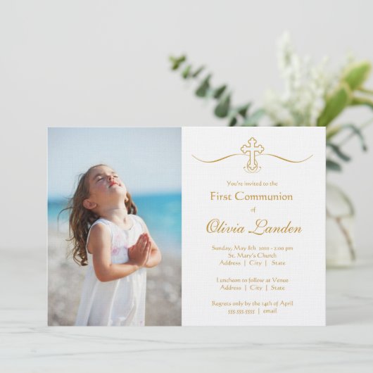 Invitations Photo First Communion (Debout devant)
