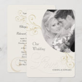 Invitations photo mariage - Élégante ivoire Vintag (Devant / Derrière)