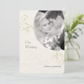 Invitations photo mariage - Élégante ivoire Vintag (Debout devant)