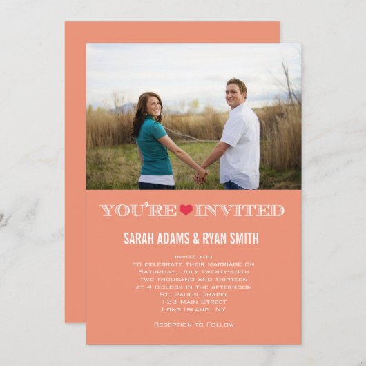 Invitations photo Mariage-rouge pour le coeur mou (Devant / Derrière)