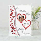 Invitations photo Mariages de Red Cascading Hearts (Debout devant)