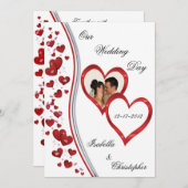 Invitations photo Mariages de Red Cascading Hearts (Devant / Derrière)