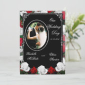 Invitations photo Mariages White & Red Roses 5x7 (Debout devant)