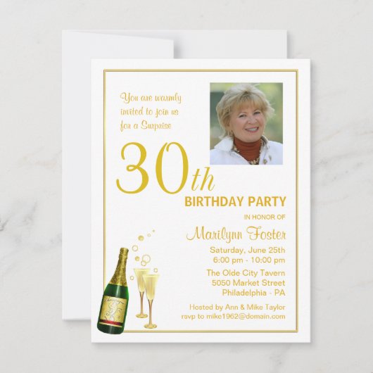 Invitations photo personnalisées pour le 30e anniv (Devant)