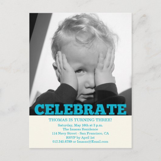 Invitations photo pour l'anniversaire du garçon (Devant)