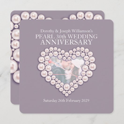 Invitations photo pour les 30 ans de mariage de no (Devant / Derrière)