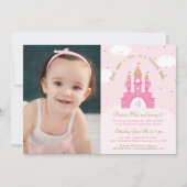 Invitations photo Princess Party | Rose & Or (Devant)