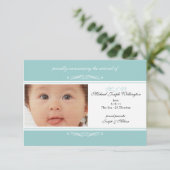 Invitations photo turquoises Faire-part bébé (Debout devant)