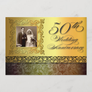 invitations photo uniques dorées pour le 50e anniv