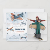 Invitations photos d'anniversaire de l'avion (Devant)