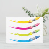 Invitations Pinceaux Colorés (Debout devant)