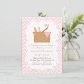 Invitations Pink Chevron Picnic Birthday Party (Debout devant)