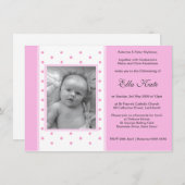 Invitations Pink Polka Dot Christening (Devant / Derrière)