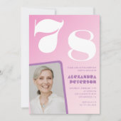 Invitations Pink Super 78e anniversaire Retro Phot (Devant)