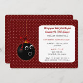 Invitations pois à Red Christmas Bowling (Devant / Derrière)