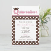 Invitations Polka Dot et Quinceañera Rose Brown (Debout devant)